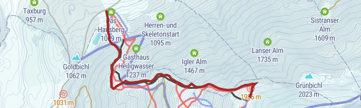 Route map: Pisten-skitour Patscherkofel